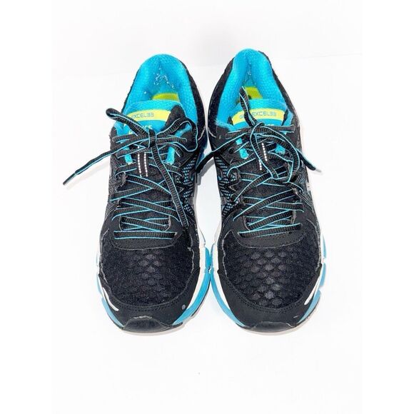 Asics Womens 6 Gel Excel 33 Running Shoes Athletic Black Blue Gym Workout Casual - Picture 4 of 14